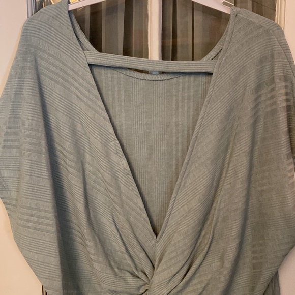 Blue Sage Open Back Ribbed Short Sleeve Top - Picture 6 of 16